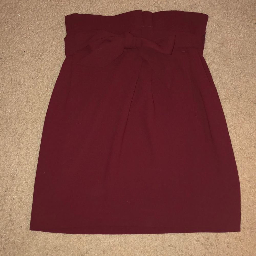 Express Paper Bag Waist Maroon Skirt